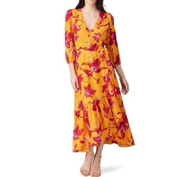 Color Me Courtney RTR Bright Orchid Floral Eleanor Wrap Maxi Dress Sz M - Picture 2 of 16